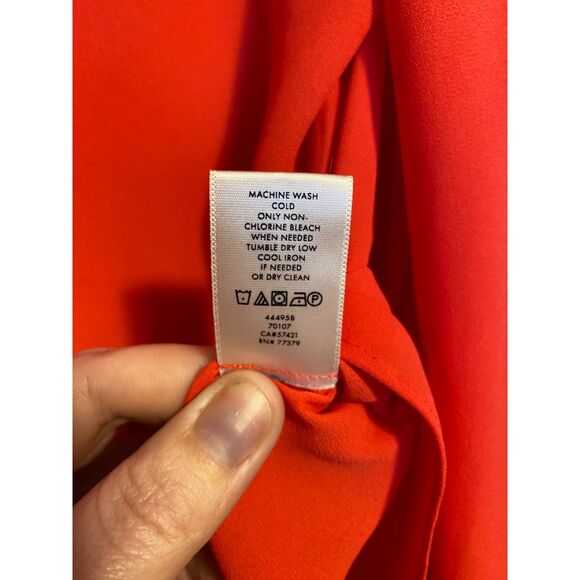 Ann Taylor Women's Coral Keyhole Neck Long Sleeve Blouse with Wrist Ties Size M - Picture 10 of 12